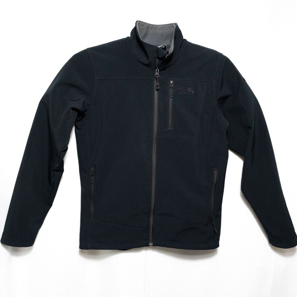 Mountain Hardwear Softshell Jacket Mens S Black Full Zip Outdoor READ